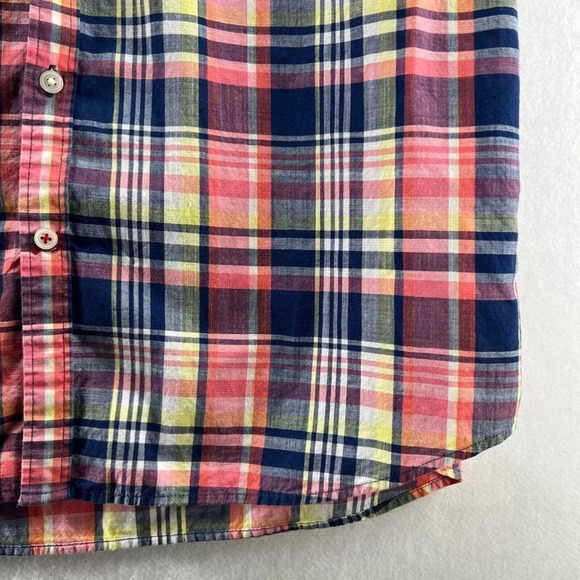 Tommy Hilfiger Plaid Shirt Mens Size 2XL Slim Fit Short Sleeve Cotton Red Blue - Picture 5 of 12